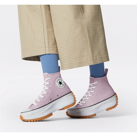 Converse Unisex Run Star Hike Sneaker M 10 W 11.5 High Top Platform Shoes Pink - Picture 10 of 10